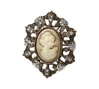Dateless Lady Portrait Brooch Vintage Inspired Design In Gilded Alloy Fashion Pin Accessories For Dress Decoration Sparkly Alloy Cameo Brooch