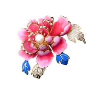 Dateless Peony Inspired Brooch Pin With Metallic Alloy Base Pearls Embellishment Unique Lapel For Women Outfits Vintage Pearls Brooch