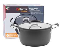 DaTerra Cucina 5 Qt Nonstick Dutch Oven w/Lid | Made in Italy | PTFE, Cadmium, Lead and PFOA free proprietary nontoxic ceramic coating | Oven Safe Stock Pot | Induction