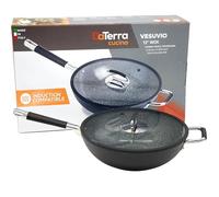 DaTerra Cucina Professional 13 Inch Wok with Glass Lid | Italian Made Ceramic Nonstick Wok by DaTerra Cucina