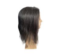Dates Swiss Lace Front Men's Toupee #1B20 Human Hair V-looped Thin Skin Base Fit closely