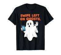 Dating App Swipe Left Meme Halloween Sassy Cartoon Ghost T-Shirt