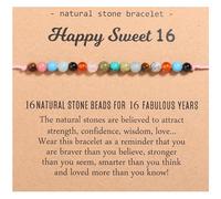 DATOA 16th 18th 21th 25th Birthday Wish Bracelet Gift for Women Natural Stone Bracelet Gifts for Daughter Sister Best Friend, 5 UK, Metal, no gemstone