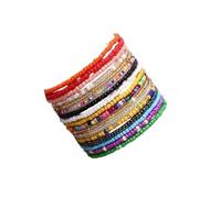 DATOA 17/30Pcs Bohemian Elastic Beaded Bracelet Colorful Stackable Multilayer Seed Beaded Bracelet Handmade Beach Jewelry for Women, 5 UK, Acrylic, no gemstone