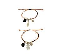 DATOA 2 Pcs Halloween Adjustable Glowing Bead Bracelet Handmade Skeleton Ghost Pumpkin Bracelet for Women Men, Metal, no gemstone