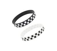DATOA 2Pcs Black White Silicone Bracelets Cool Hiphop Checkered Style Wristbands Bracelet Sport Jewelry Accessaries, 5 UK, Silicone, no gemstone