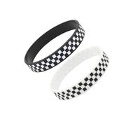 DATOA 2Pcs Black White Silicone Bracelets Cool Hiphop Checkered Style Wristbands Bracelet Sport Jewelry Accessaries, 5 UK, Silicone, no gemstone