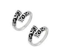 DATOA 2pcs Vintage Golden Cudgel Shaped Ring Stackable Adjustable Ring for Women Men, Non-Precious Metal, No Gemstone