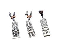 DATOA 3Pcs Hawaiian Tiki Pendant Necklace for Women Men Vintage Caved Satue Tribal Necklace, Resin, No Gemstone