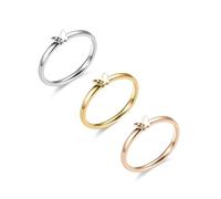 DATOA 3Pcs Tiny Butterfly Stainless Steel Rings Set for Women Simple Promise Statement Ring Gifts, 6, Metal, No Gemstone