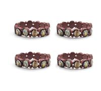 DATOA 4Pcs Wooden Jesus Virgin Mary Bracelet Saints Rosary Stretch Wooden Small Panel Bracelet Religious Saints Jesus Gift, 5 UK, Wood, no gemstone