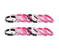 DATOA 8/16Pcs Breast Cancer Awareness Silicone Bracelets Pink Ribbon Rubber Wristbands Hope Faith Strength Courage Inspirational Bracelets, 5 UK, Silicone, no gemstone