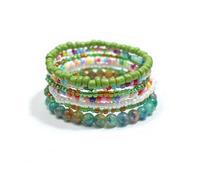 DATOA Bohemian Multilayer Seed Beads Bracelet Handmade Wrap Bracelets Beach Stretch Bangle Jewelry for Women, 5 UK, Acrylic, no gemstone