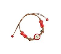 DATOA Cute Red Apple Ceramic Bracelet for Women Adjustable Handmade Woven Rope Bracelet Teachers Day Appreciation Jewelry Accessaries, 4 UK, Ceramic, no gemstone