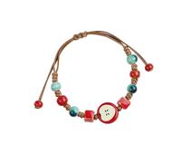 DATOA Cute Red Apple Ceramic Bracelet for Women Adjustable Handmade Woven Rope Bracelet Teachers Day Appreciation Jewelry Accessaries, 4 UK, Ceramic, no gemstone