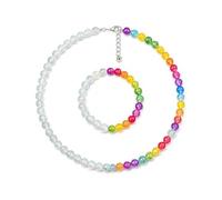 DATOA Dopamine Choker Necklace UV Reactive Colorful Rainbow Beaded Necklace Color Changing Mood Bracelet Summer Vacation Jewelry, One Size, Resin, No Gemstone