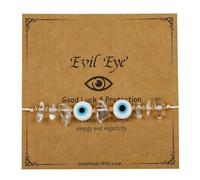 DATOA Evil Eye Handmade Knots Cards Beaded Beads Protection Good Luck Thread String Rope Adjustable Bracelets Strand Amulet Turkish Family Friends Handmade Braided for Women Men, adjustable, no