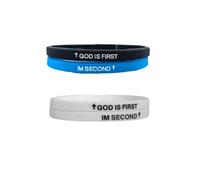 DATOA God is First IM Second Bracelet for Women Men Bible Verses Cross Silicone Bracelet Religion Faith Accessories, 5 UK, Silicone, no gemstone
