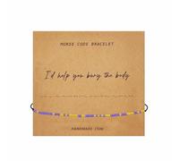 DATOA I‘d Help You Bury The Body Morse Code Beads Bracelet to Friend Gold Friendship Strand Bracelet Jewelry for Women, adjustable, no gemstone