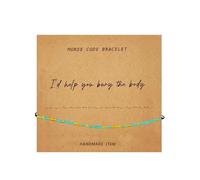 DATOA I‘d Help You Bury The Body Morse Code Beads Bracelet to Friend Gold Friendship Strand Bracelet Jewelry for Women, adjustable, no gemstone