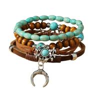 DATOA Layered Western Turquoise Beaded Bracelet for Women Men Chic Stack Beaded Western Style for Country Concerts Cowgirl Outfits & Boho Jewelry, adjustable, no gemstone