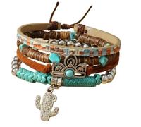 DATOA Layered Western Turquoise Beaded Bracelet for Women Men Chic Stack Beaded Western Style for Country Concerts Cowgirl Outfits & Boho Jewelry, adjustable, no gemstone