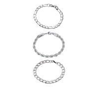DATOA Silver Ankle Bracelets for Men Women Waterproof Stainless Steel Layered Stackable Anklets Cuban Link Chian Beach Foot Jewelry, 5 UK, Stainless Steel, no gemstone