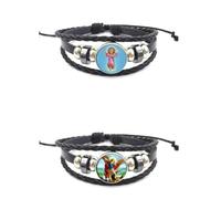 DATOA Vintage Virgin Mary Jesus Son Bracelet San Judas Bracelets Woven Leather Religious Saints Jesus Gift, 5 UK, Metal, no gemstone