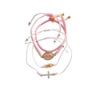 DATOA Virgin Mary Amulet Cross Bracelet Set Handmade Red String Lucky Knot Evil Eye Braided Bracelet Religious Protection Jewelry Gift, 5 UK, Metal, no gemstone