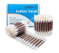 100-Disposable Sterilizing Cotton Swabs Iodine Cotton Outdoor Medical Supplies Medical Swab Medical Swab Stick Iodine Individually Wrapped Cotton Swabs Iodine Iodine Iodophor for Baby Care (BROWN 100)
