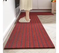 DATOPER Kitchen Floor Mat Rug,Indoor & Outdoor Rubber Door Mats,Non Slip Washable Barrier Floor Mat,Shoes Scraper Super Absorbent Front Doormats, 40×120cm,RED