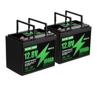 DATOUBOSS 12V 100Ah LiFePO4 Battery, 1280Wh 12V 100Ah Lithium Battery Built-in 100A BMS, 15000+ Deep Cycle Battery for RV, Solar, Trolling Motor & Camping,2pcs