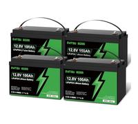 DATOUBOSS 12V 100Ah LiFePO4 Battery, 12V Lithium Battery with 100A BMS, Up to 15000+ Cycles, 1280Wh Rechargeable Battery for Motorhomes, Boats, Camping, Solar Home Systems,4PCS