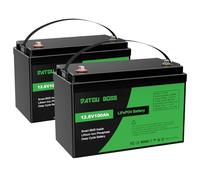 DATOUBOSS 12V 100Ah LiFePO4 Lithium Battery, 1280Wh Deep Cycle Rechargeable Battery, Built-in 100A BMS, 15000+ Cycles, Support in Series/Parallel, for RV, Campervan, Solar, Boat, Off-Grid System, 2pcs