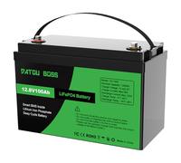 DATOUBOSS 12V 100Ah LiFePO4 Lithium Leisure Battery, 1280Wh, Built-in 100A BMS, 100Ah Lithium Leisure Battery, 4000-15000 Deep Cycles, Support in Series/Parallel, for RVs, Boats, Home Energy Storage