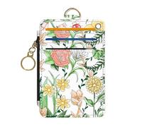 DATOUCAT Slim Wallet Credit Card Holder, PU Leather Thin travel RFID Blocking Card Case ID Window,Ladies Gifts, Colorful Flowers X