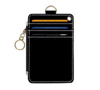 DATOUCAT Slim Wallet Credit Card Holder, PU Leather Thin travel RFID Blocking Card Case ID Window,Ladies Gifts, Black