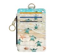 DATOUCAT Slim Wallet Credit Card Holder, PU Leather Thin travel RFID Blocking Card Case ID Window,Ladies Gifts, Little Turtle