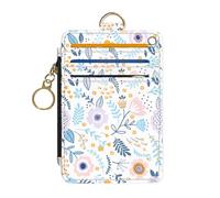 DATOUCAT Slim Wallet Credit Card Holder, PU Leather Thin travel RFID Blocking Card Case ID Window,Ladies Gifts, White Floral Print Y