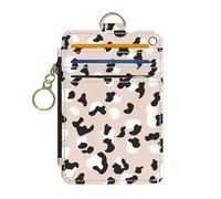 DATOUCAT Slim Wallet Credit Card Holder, RFID Wallet Women Cute Small Front Pocket Wallet With Zipper, Brown Milk Pattern