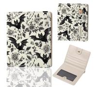 DATOUCAT Small Women's Wallet, RFID Blocking Slim Bifold Purse, Compact PU Leather Card Holder with ID Window & Zipper Coin Pocket, Travel Wallet for Ladies & Teen Girls, bat, 4.2" x 3.6" x 0.6