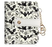 DATOUCAT Women Wallet, RFID Blocking Bifold PU Leather Wallet, Small Slim Compact Purse with Clear ID Window & Zipper Coin Pocket, Credit Card Holder for Ladies,1 ID window 8 Card Slots, Bat, 3.73