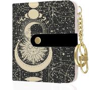 DATOUCAT Women Wallet, RFID Blocking Bifold PU Leather Wallet, Small Slim Compact Purse with Clear ID Window & Zipper Coin Pocket, Credit Card Holder for Ladies,1 ID window 8 Card Slots, Sun-Moon Face