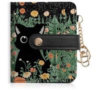 DATOUCAT Women Wallet, RFID Blocking Bifold PU Leather Wallet, Small Slim Compact Purse with Clear ID Window & Zipper Coin Pocket, Credit Card Holder for Ladies,1 ID window 8 Card Slots, Flowers and