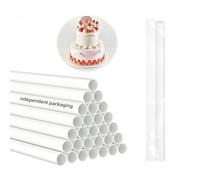 DaTpuik 15PCS 9.5 Inch White Plastic Dowel Rods for Tiered Cake Construction and Stacking - 0.4 Inch Diameter Round Supporting Straws, Individually Wrapped