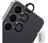 Datree Camera Film for Samsung Galaxy S25 FE 5G, 9H Hardness Tempered Glass Camera Lens Protection Cover Individual Ring in Metal, HD Anti Scratch Camera Film - Black