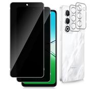 Datree Pack of 2 for Tempered Glass Privacy Screen for OPPO A5 4G and 2 Pieces Camera Protection, Privacy Screen Protector 9H Hardness, Anti Spy Protective Glass Anti-Scratch Bubble-Free