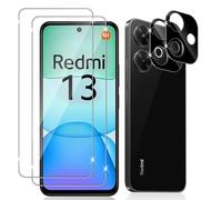 Datree Pack of 2 Tempered Glass Phone Screen Protector for Xiaomi Redmi 13 4G / Poco M6 4G and 2 Camera Protection (Black), 9H Hardness Tempered Glass, Anti-Scratch, Bubble-Free, HD Screen