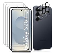 Datree Pack of 3 Tempered Glass for Samsung Galaxy S26 Plus/S26+ 5G and 3 Camera Protection (Black), 9H Hardness Tempered Glass, Anti-Scratch Film, Bubble-Free Screen Protector, HD Screen Protector