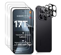 Datree Pack of 3 Tempered Glass for Xiaomi 17T Pro 5G and 3 Camera Protection (Black), 9H Hardness Tempered Glass, Anti-Scratch Film, Bubble-Free Screen Protector, HD Screen Protector Film